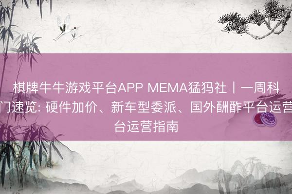 棋牌牛牛游戏平台APP MEMA猛犸社丨一周科技热门速览: 硬件加价、新车型委派、国外酬酢平台运营指南