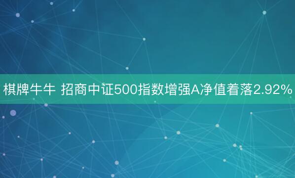 棋牌牛牛 招商中证500指数增强A净值着落2.92%