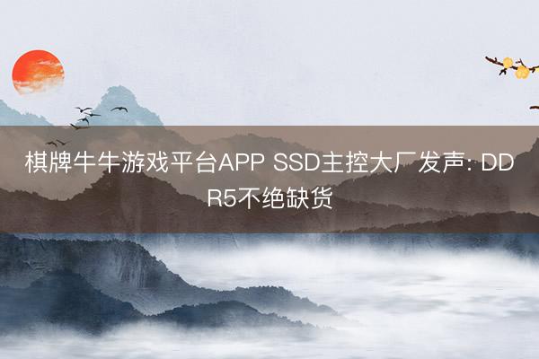 棋牌牛牛游戏平台APP SSD主控大厂发声: DDR5不绝缺货