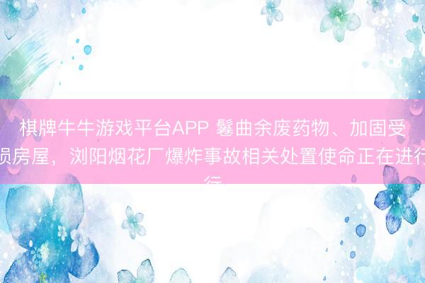 棋牌牛牛游戏平台APP 鬈曲余废药物、加固受损房屋，浏阳烟花厂爆炸事故相关处置使命正在进行